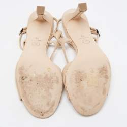 Chanel Beige Suede CC Ankle Strap Sandals Size 38