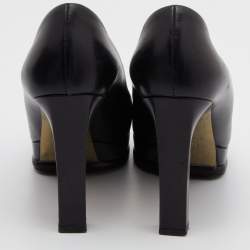 Pre Owned Chanel Black/Blue Leather Cap Toe Platform Pumps Size 40