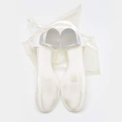 Chanel White/Transparent Canvas and  PVC Midcalf Boots Size 38