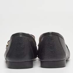Pre Owned Chanel Black Leather Chain Detail Slip On Loafers Size 37