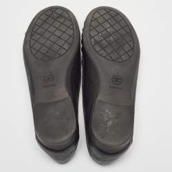 Pre Owned Chanel Black Leather Chain Detail Slip On Loafers Size 37