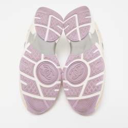 مملوكة مسبقًا Chanel Multicolor Nylon, Leather and Suede CC Low Top Sneakers Size 37.5