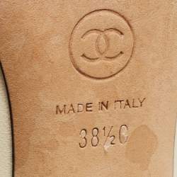 Pre Owned Chanel Cream Leather Point Toe Pumps Size 38.5
