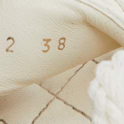 Chanel Ivory Cord and Leather Cork Flat Slingback Sandals Size 38