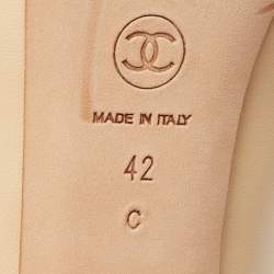 Pre Owned Chanel Beige Leather CC Logo Platform Pumps Size 42