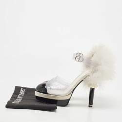 Chanel Tricolor PVC and Patent Cap Toe Ankle Strap Sandals Size 38