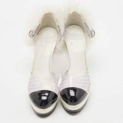 Chanel Tricolor PVC and Patent Cap Toe Ankle Strap Sandals Size 38
