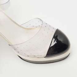 Chanel Tricolor PVC and Patent Cap Toe Ankle Strap Sandals Size 38