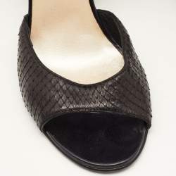 Pre Owned Chanel Black Python D’orsay Block Heel Pumps Size 39.5