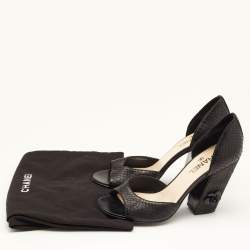 Pre Owned Chanel Black Python D’orsay Block Heel Pumps Size 39.5