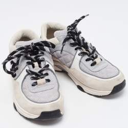 مملوكة مسبقًا Chanel Tricolor Mesh and Suede CC Low Top Sneakers Size 36