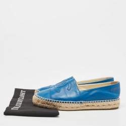 Chanel Blue Leather CC Espadrilles Flats Size 39