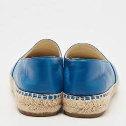 Chanel Blue Leather CC Espadrilles Flats Size 39