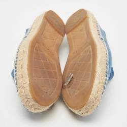 Chanel Blue Leather CC Espadrilles Flats Size 39