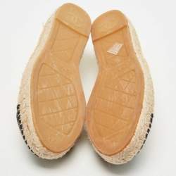 Pre Owned Chanel Gold/Black Lurex Fabric CC Cap Toe Espadrille Flats Size 41