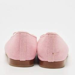 مملوكة مسبقًا Chanel Pink/Silver Patent And Canvas CC Cap Toe Ballet Flats Size 40