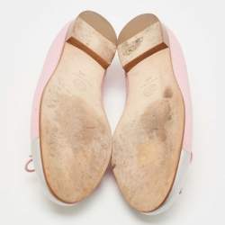 مملوكة مسبقًا Chanel Pink/Silver Patent And Canvas CC Cap Toe Ballet Flats Size 40