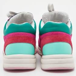 Pre Owned Chanel Multicolor Leather, Satin and Suede Low Top CC Sneakers Size 39