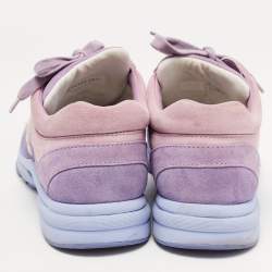 Pre Owned Chanel Purple/Pink Suede CC Low Top Sneakers Size 38.5