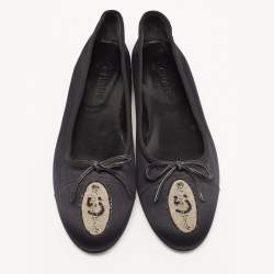 Pre Owned Chanel Black Satin Ballet Flats Size 41