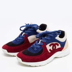 Chanel Multicolor Suede CC Low Top Sneakers Size 38