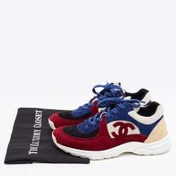 Chanel Multicolor Suede CC Low Top Sneakers Size 38