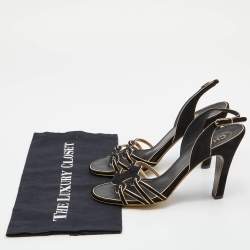 Chanel Black Suede Cut Out CC Slingback Sandals Size 39