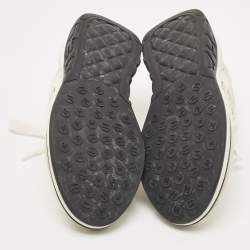 Pre Owned Chanel Two Tone Suede and Knit Fabric CC Low Top Sneakers Size 38