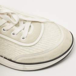 Pre Owned Chanel Two Tone Suede and Knit Fabric CC Low Top Sneakers Size 38