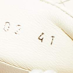 Pre Owned Chanel Ivory Cord and Leather Cork Flat Slingback Sandals Size 41