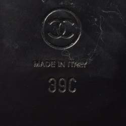 Chanel White/Black Leather and Canvas CC Logo Flat Slides Size 39