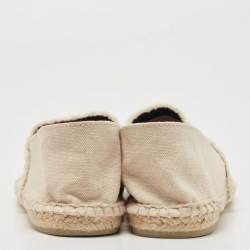 Pre Owned Chanel Beige/Black Canvas CC Espadrille Flats Size  39
