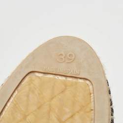 Pre Owned Chanel Beige/Black Canvas CC Espadrille Flats Size  39