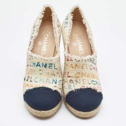 Pre Owned Chanel Multicolor Monogram Toile Canvas Espadrille Pumps Size 41.5