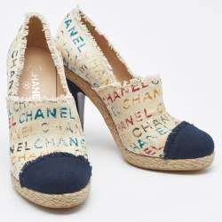 Pre Owned Chanel Multicolor Monogram Toile Canvas Espadrille Pumps Size 41.5