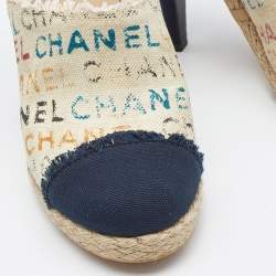 Pre Owned Chanel Multicolor Monogram Toile Canvas Espadrille Pumps Size 41.5