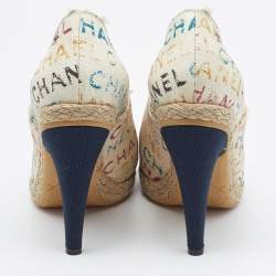 Pre Owned Chanel Multicolor Monogram Toile Canvas Espadrille Pumps Size 41.5