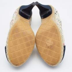 Pre Owned Chanel Multicolor Monogram Toile Canvas Espadrille Pumps Size 41.5
