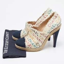 Pre Owned Chanel Multicolor Monogram Toile Canvas Espadrille Pumps Size 41.5