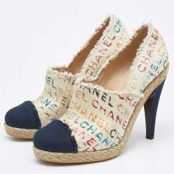 Pre Owned Chanel Multicolor Monogram Toile Canvas Espadrille Pumps Size 41.5