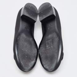 Chanel Black Canvas CC Cap Toe Bow Ballet Flats Size 39