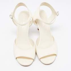 Chanel Cream Leather CC Ankle Strap Sandals Size 38