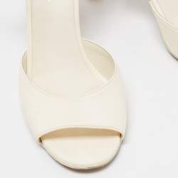 Chanel Cream Leather CC Ankle Strap Sandals Size 38