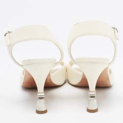 Chanel Cream Leather CC Ankle Strap Sandals Size 38
