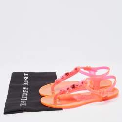 Chanel Orange Jelly Ankle Strap Sandals Size 39