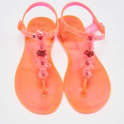 Chanel Orange Jelly Ankle Strap Sandals Size 39