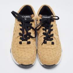 Pre Owned Chanel Brown Nubuck CC Logomania Low Top Sneakers Size 39.5