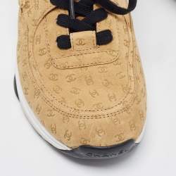 Pre Owned Chanel Brown Nubuck CC Logomania Low Top Sneakers Size 39.5