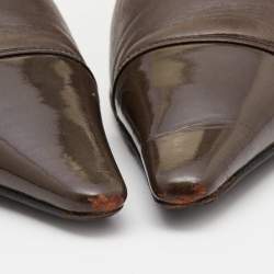 Chanel Brown Leather Pointed Cap Toe Pumps Size 38.5