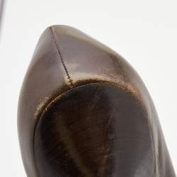 Chanel Brown Leather Pointed Cap Toe Pumps Size 38.5